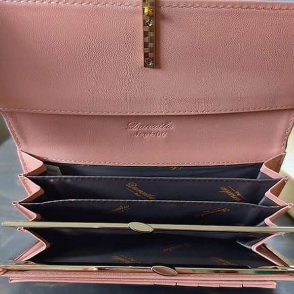 BNIB Dunxilu blue leather rhinestone detail clutch wallet - Picture 7 of 14